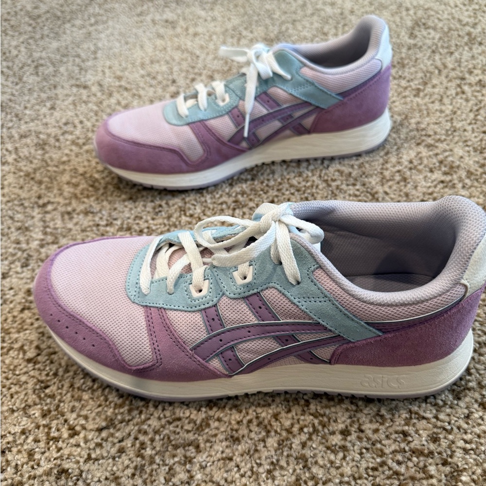 Asics lavender and light blue pastel sneakers with white laces